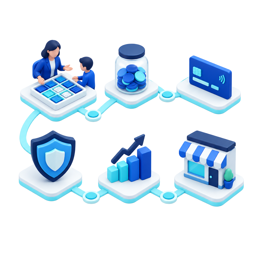 An isometric financial literacy learning path