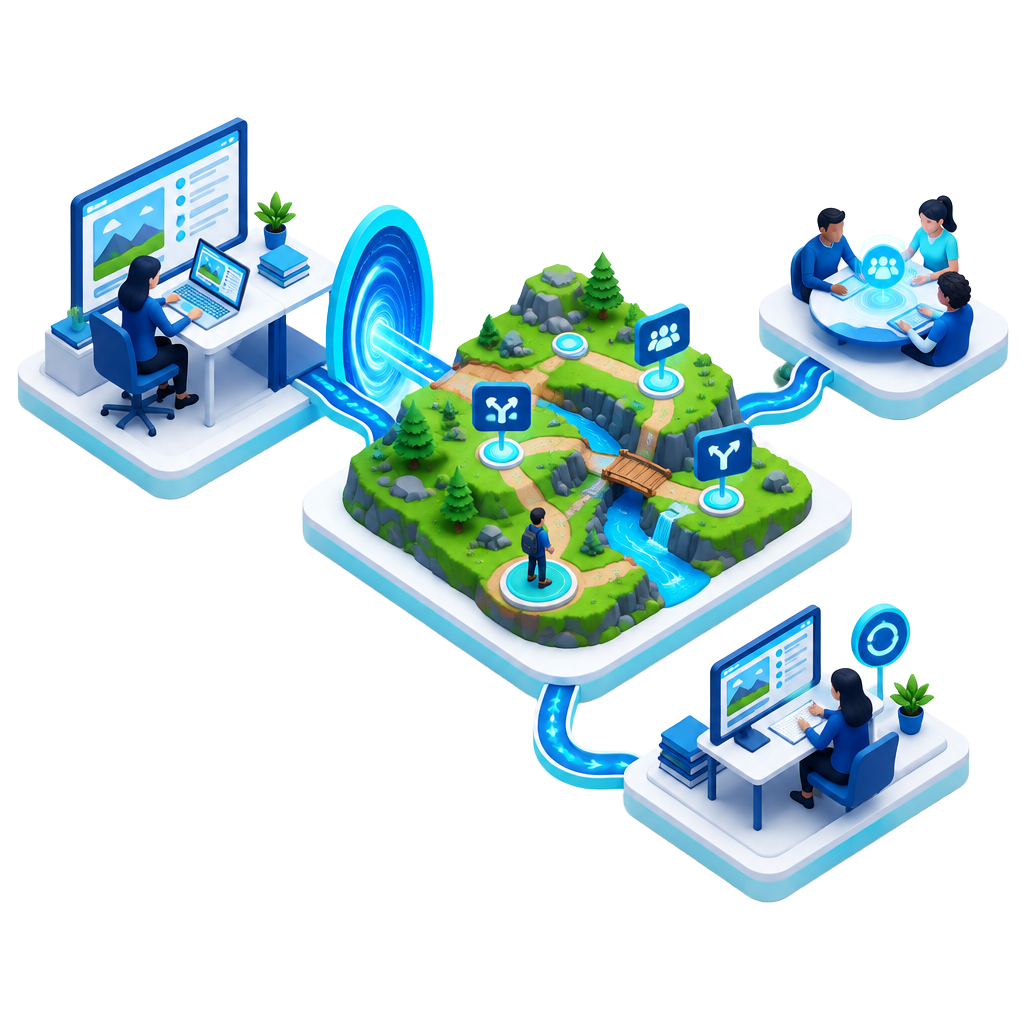A RamIQ lesson connecting to an interactive RamQuest experience